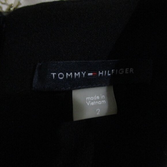 NWT Tommy Hilfiger Women's Sz 2 Tie-Waist Scuba Crepe Dress (Black & Cream) - Picture 7 of 8